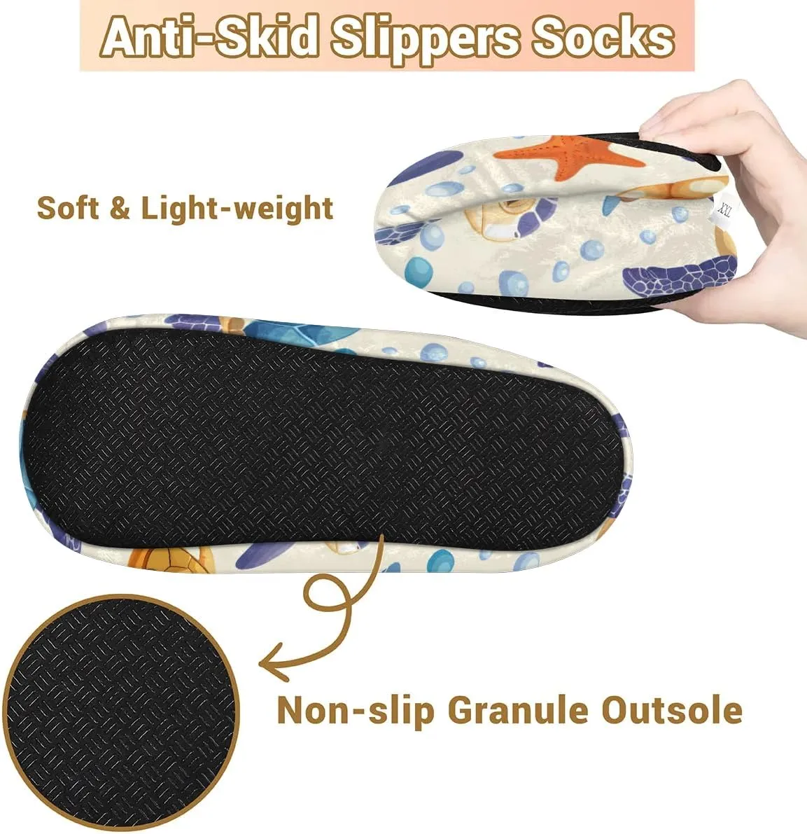 Ocean Sea Turtle Starfish Soft Home Slippers for Women Lightweight Men's House Shoes Women's Slippers