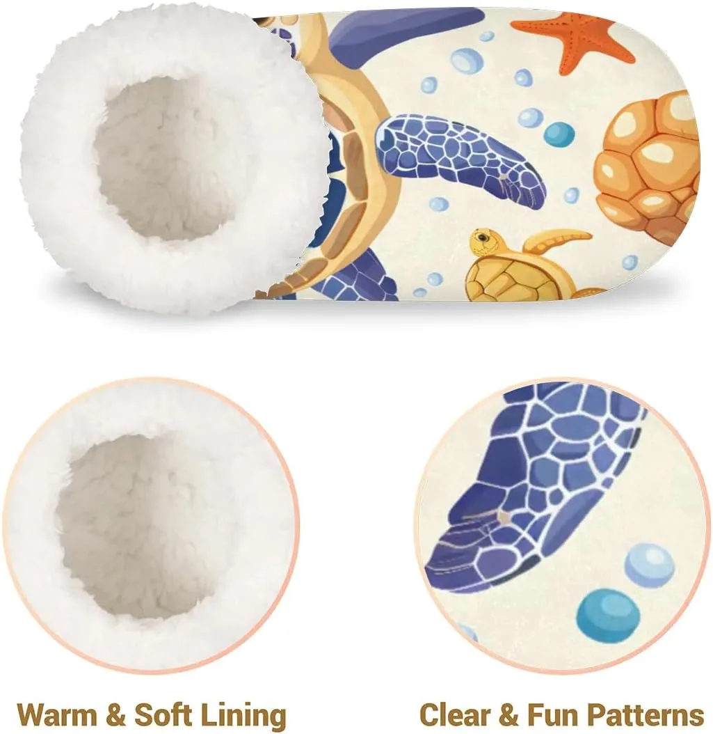 Ocean Sea Turtle Starfish Soft Home Slippers for Women Lightweight Men's House Shoes Women's Slippers