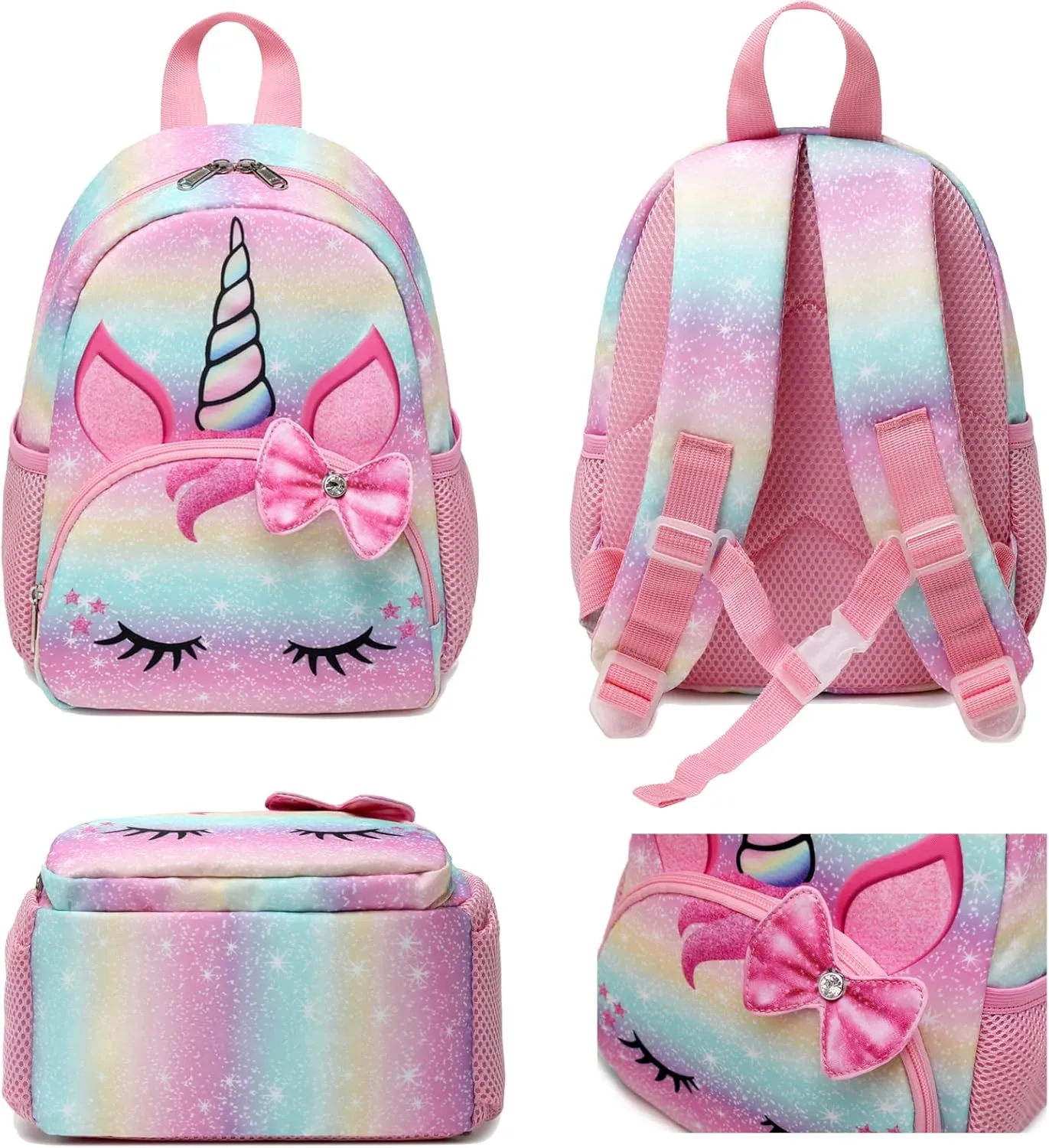 Octsky Toddler Mini Backpack for Girls Kids, Lightweight Preschool Kindergarten Little Girls Bookbag With Chest Strap