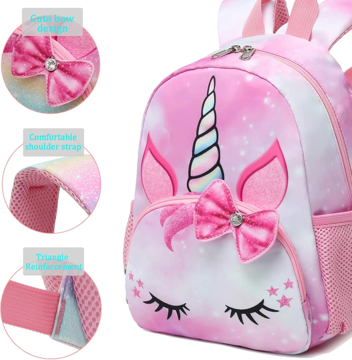 Octsky Toddler Mini Backpack for Girls Kids, Lightweight Preschool Kindergarten Little Girls Bookbag With Chest Strap