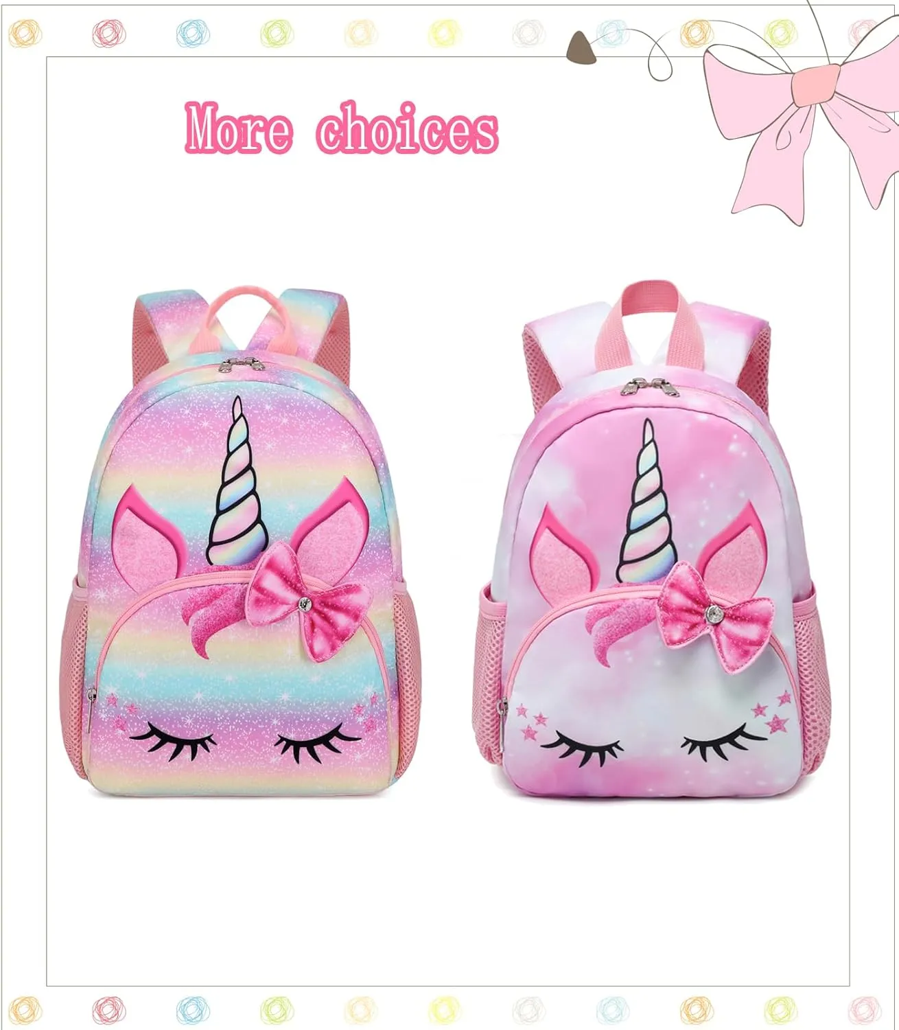 Octsky Toddler Mini Backpack for Girls Kids, Lightweight Preschool Kindergarten Little Girls Bookbag With Chest Strap