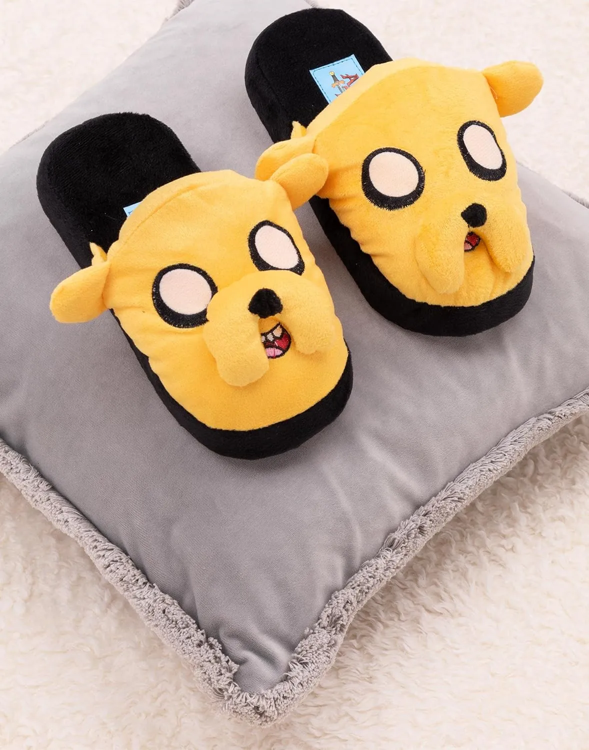 Official Adventure Time Jake Kids' Plush Cartoon Slippers - Unisex, Yellow, Big Kid, Christmas
