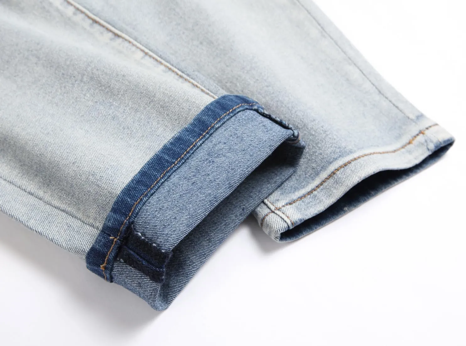 OIIIO Men's Patch Ripped Stretch Regular Fit Jean