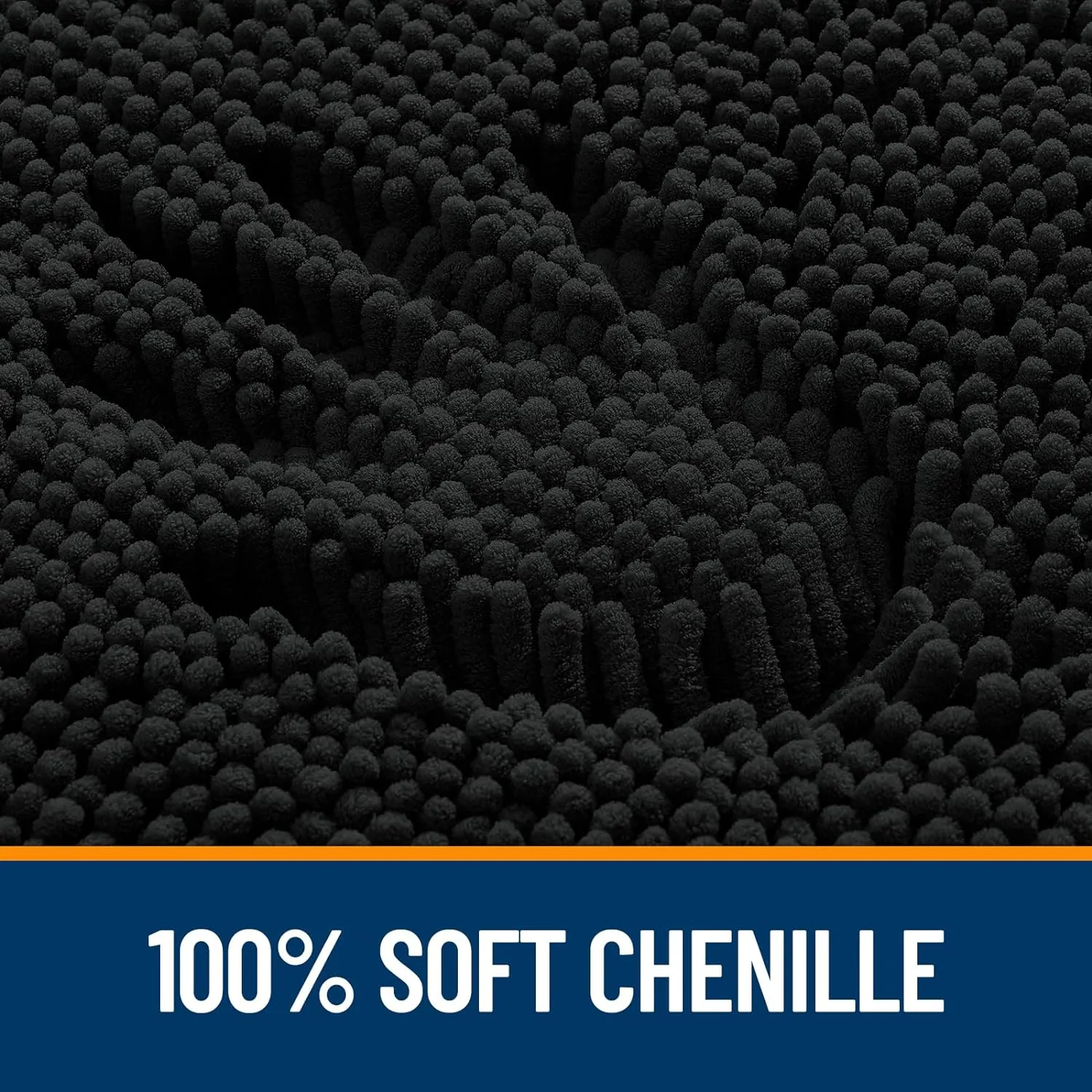 OLANLY Bathroom Rugs 30x20, Extra Soft Absorbent Chenille Bath Rugs, Rubber Backing Quick Dry, Machine Washable Bath Mats for Bathroom Floor, Tub and Shower, Home Decor Accessories, Black