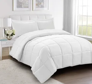 Olympic Queen Size Box Stitched Comforter 100% Organic Cotton with Zipper Closure & Corner Ties Ultra Soft 1 Piece White,Olympic Queen (98'' x 98'') Comforter