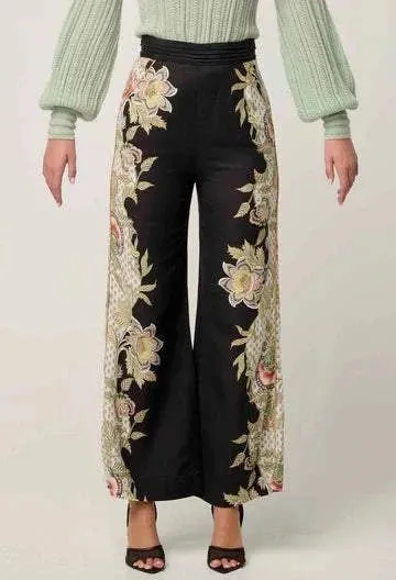 Once Was Merida Linen Viscose Pant Mariposa Nero