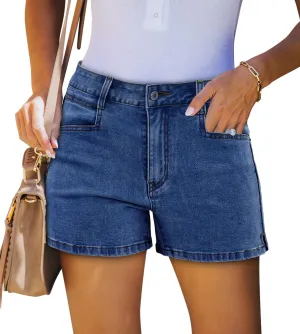 onlypuff Women Denim Shorts Cut Off Mid Rise Frayed Jean Shorts
