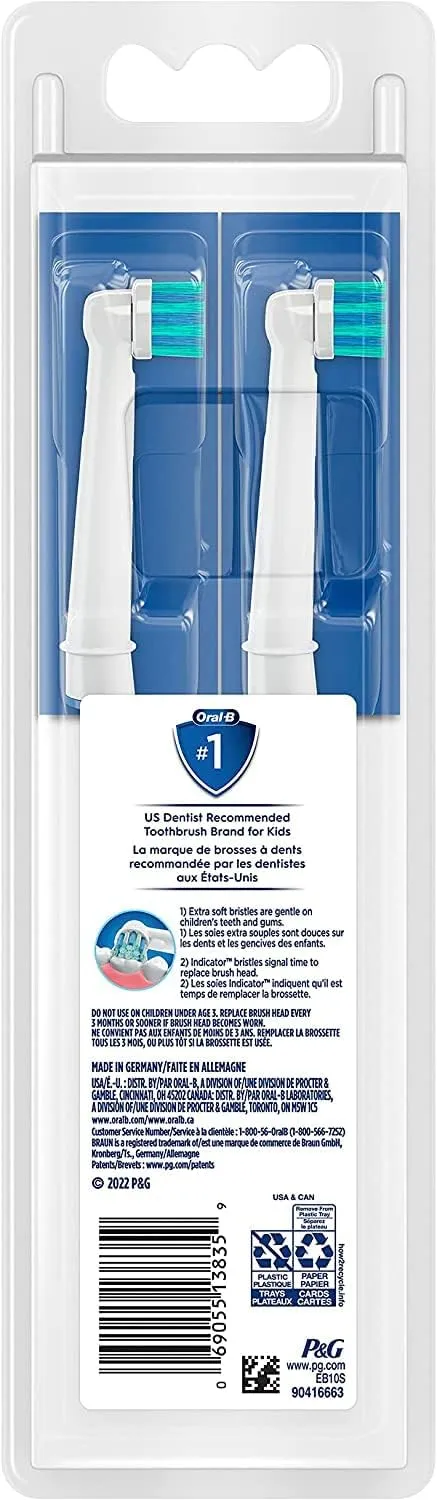 Oral-B Kids Extra Soft Replacement Brush Heads, 2 Count, Cavity Protection