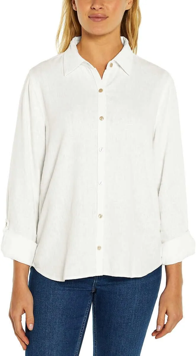 Orvis Ladies' Long Sleeve Button Up Top (US, Alpha, X-Small, Regular, Regular, White)