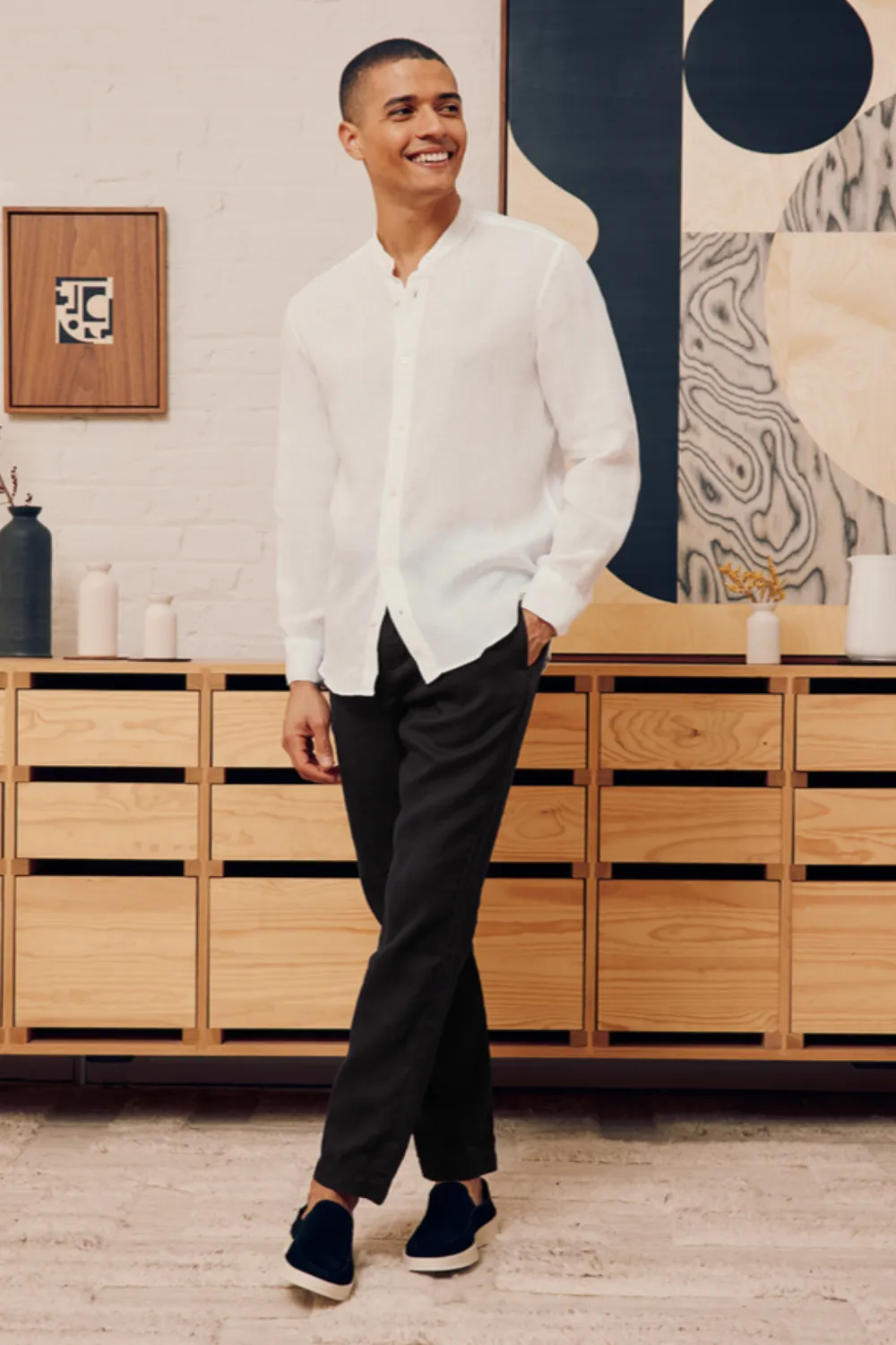Oscar Linen Chinos Black