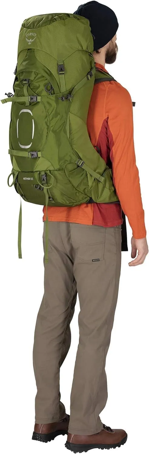 Osprey Aether 55L Men's Backpacking Backpack, Deep Water Blue, L/XL