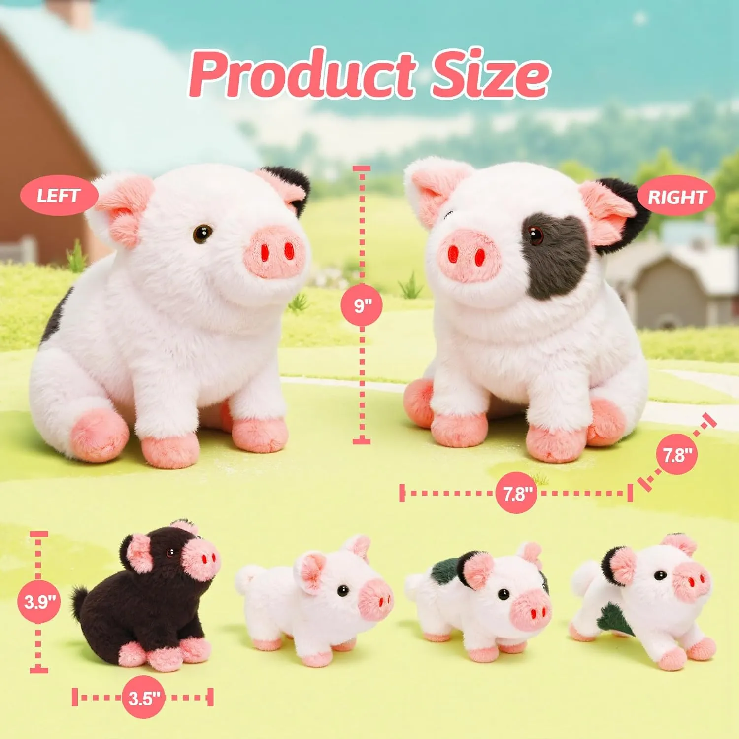 OUOZZZ Pig Stuffed Animals with Babies Inside 11" Plush Pig Toys with 4 Babies in Zippered Tummy - Gift Present Toys for Girls Boys Kids Toddler