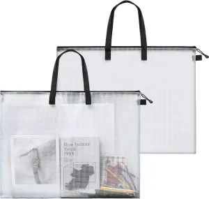 Outus Art Portfolio Bag Poster Storage Bag Poster Board Holder with Handle and Zipper 19 x 25 Inch Transparent Folder Organizer for Painting, Bulletin Boards(2 Pieces)