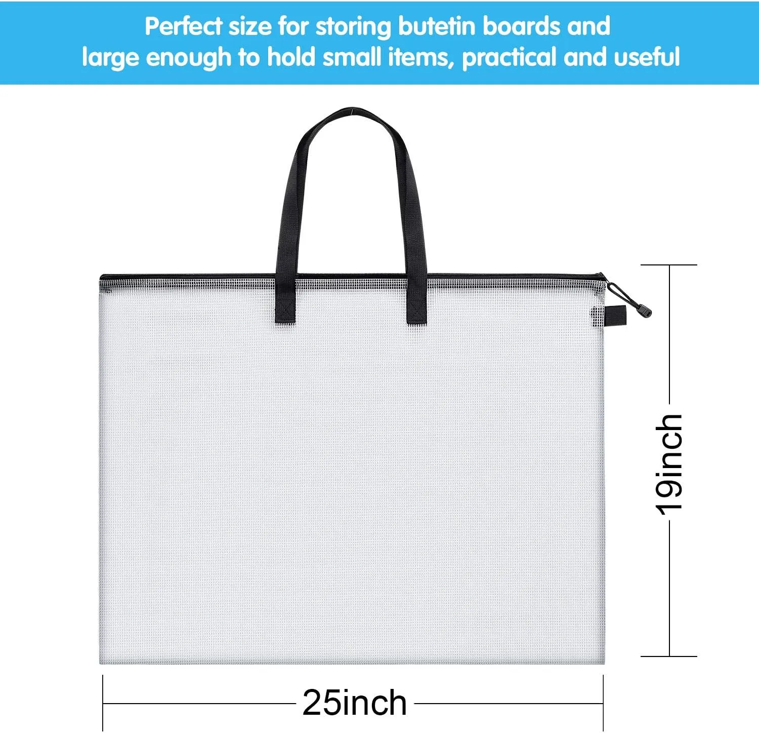 Outus Art Portfolio Bag Poster Storage Bag Poster Board Holder with Handle and Zipper 19 x 25 Inch Transparent Folder Organizer for Painting, Bulletin Boards(2 Pieces)