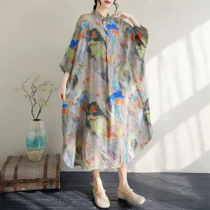Oversized Maxi Dresses Half-sleeved Floral Summer Dress