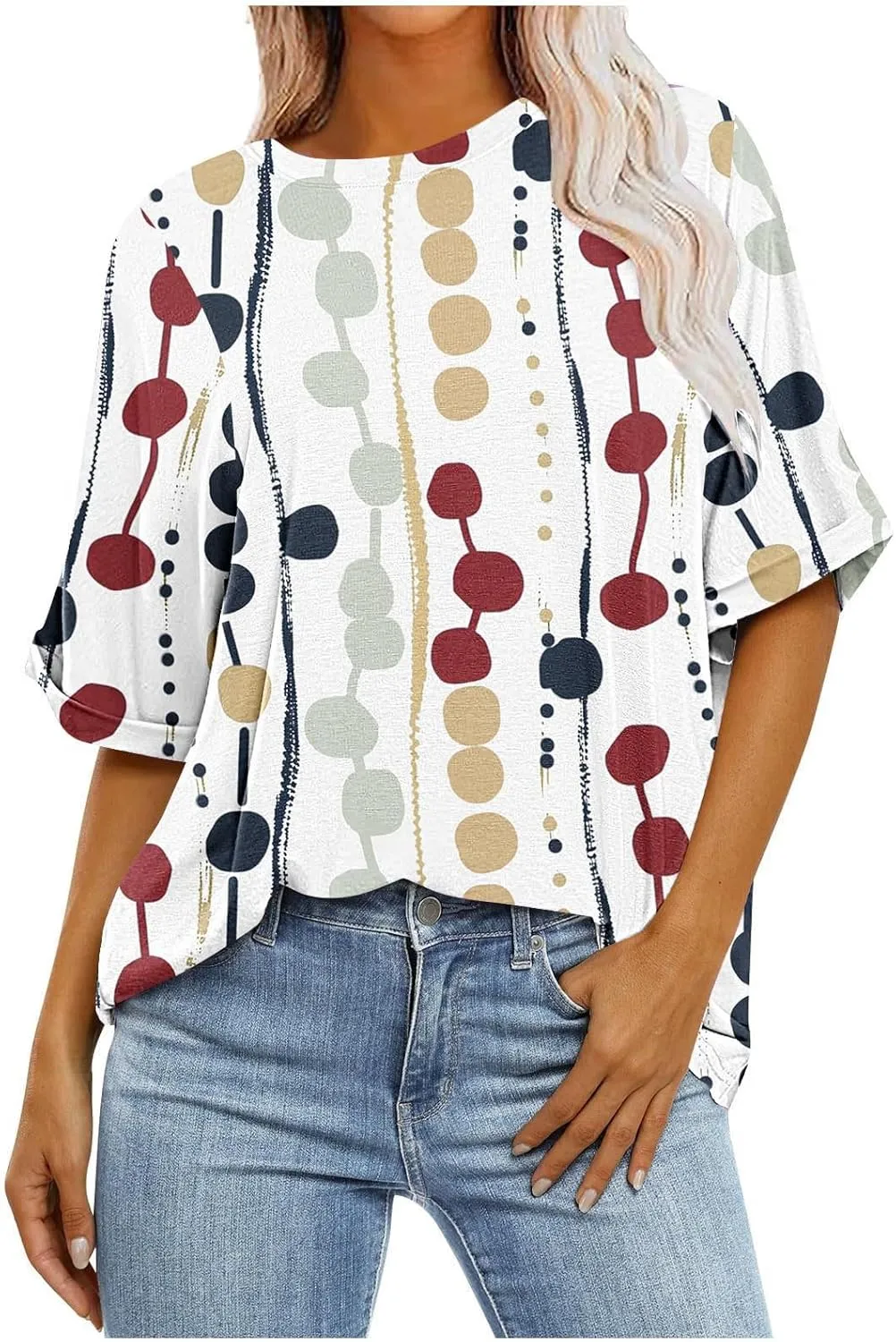 Oversized Tshirts for Women Casual Short Sleeve Crew Neck Blouse Tops Fashion Floral Print Graphic T-Shirts