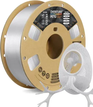 OVERTURE Transparent Filament Clear PETG Filament 1.75mm, PETG Transparent 3D Printer Consumables, 1kg Filament (2.2lbs), Dimensional Accuracy Probability  /- 0.02 mm,Transparent