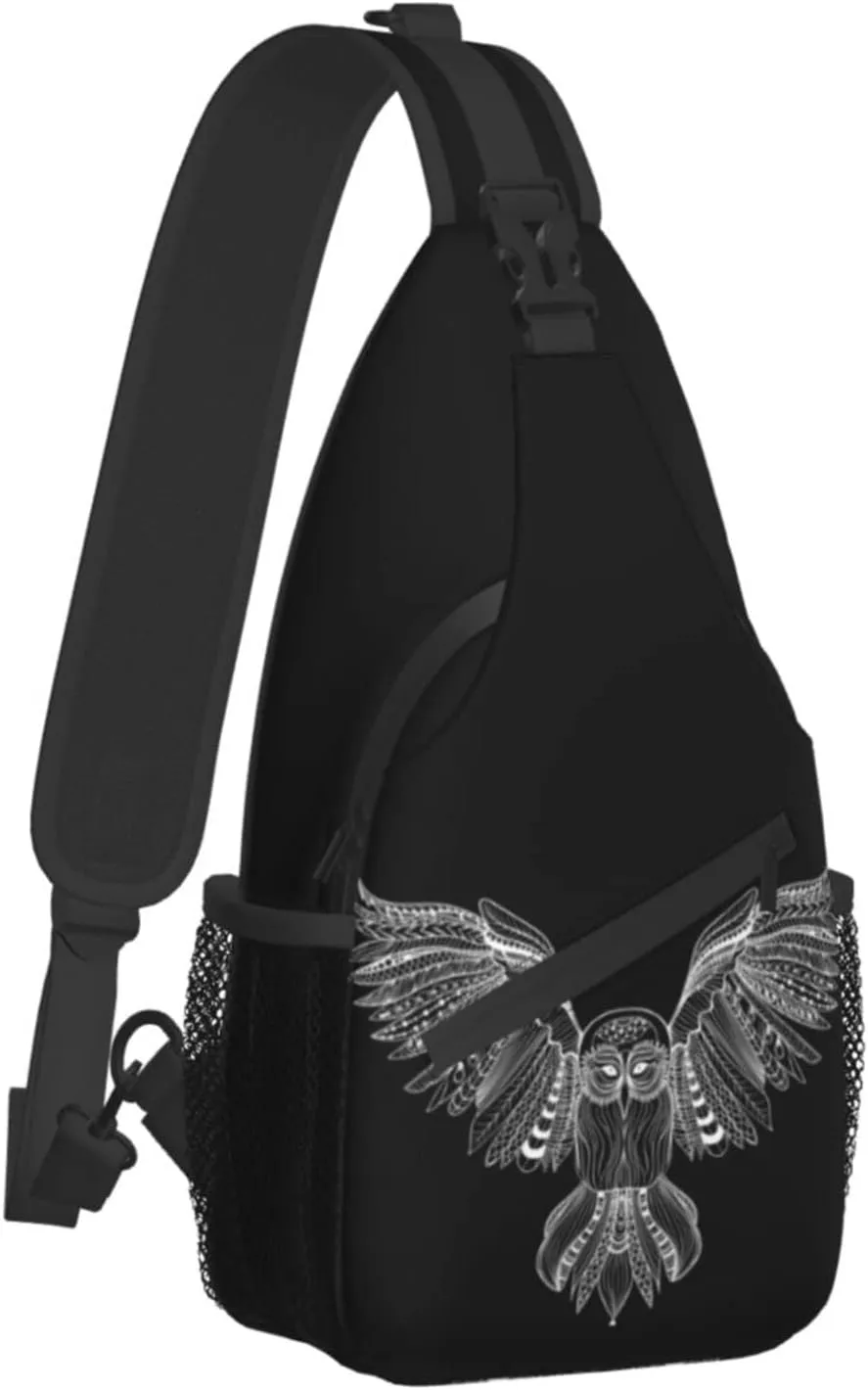 Owl Sling Bag Animal Crossbody Chest Daypack Casual Backpack Cool Shoulder Bag For Travel Picnic