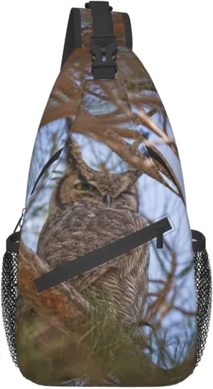 Owl Sling Bag Animal Crossbody Chest Daypack Casual Backpack Cool Shoulder Bag For Travel Picnic