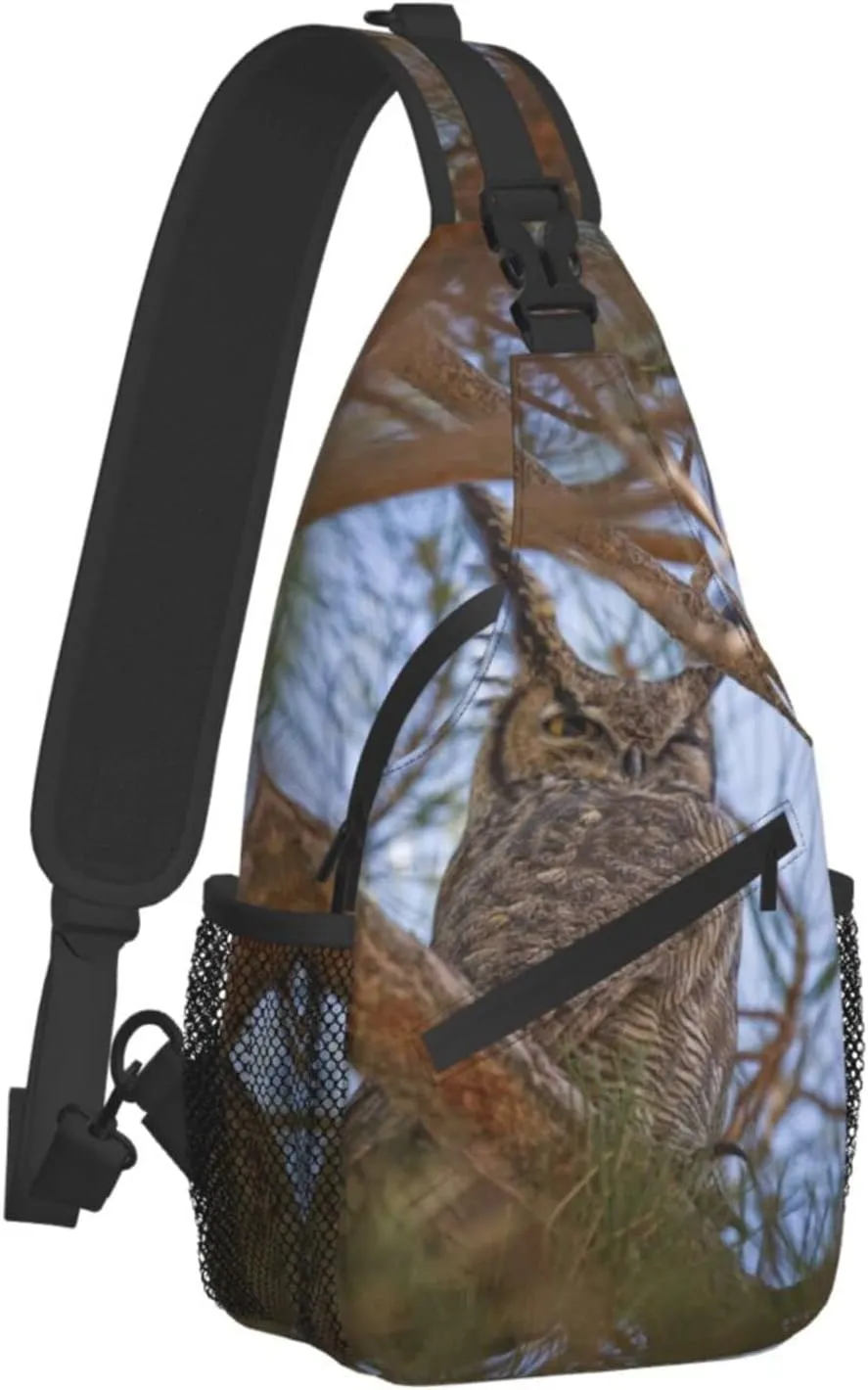 Owl Sling Bag Animal Crossbody Chest Daypack Casual Backpack Cool Shoulder Bag For Travel Picnic