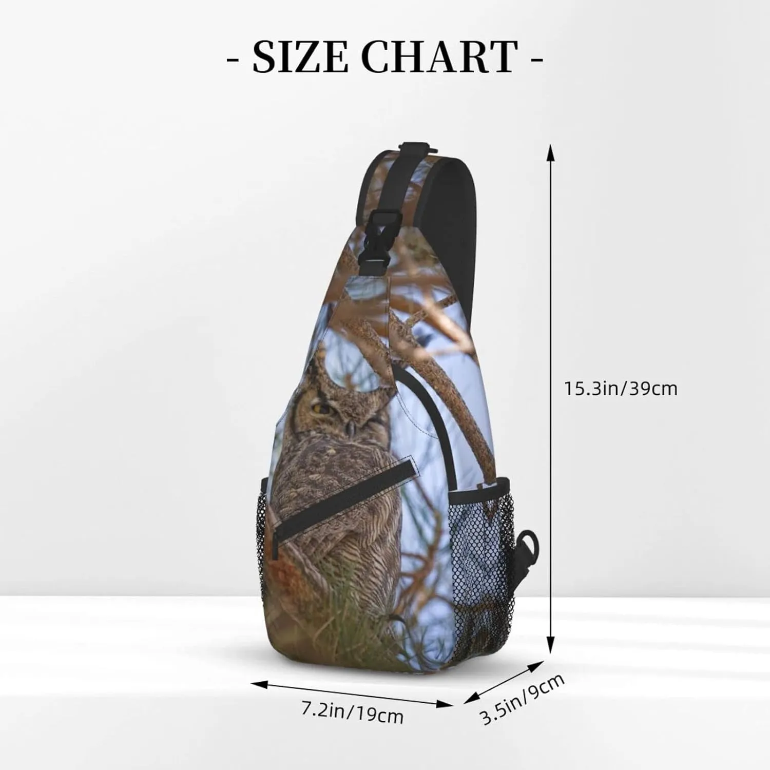 Owl Sling Bag Animal Crossbody Chest Daypack Casual Backpack Cool Shoulder Bag For Travel Picnic