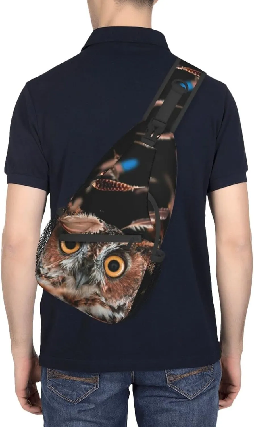 Owl Sling Bag Animal Crossbody Chest Daypack Casual Backpack Cool Shoulder Bag For Travel Picnic