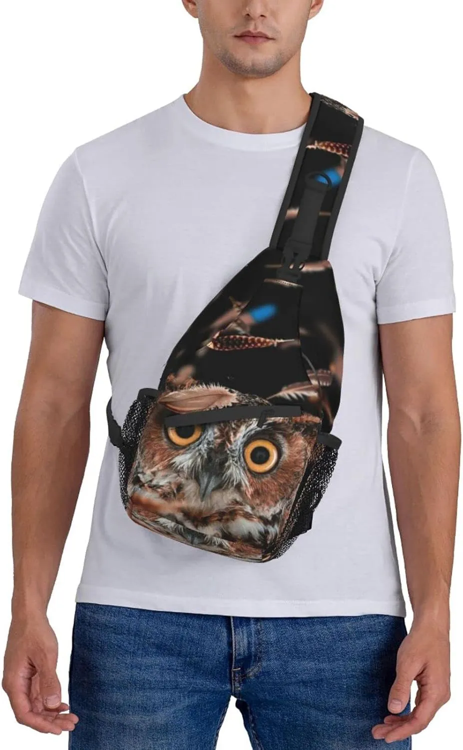 Owl Sling Bag Animal Crossbody Chest Daypack Casual Backpack Cool Shoulder Bag For Travel Picnic