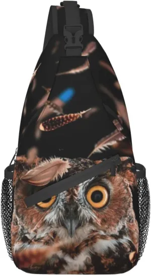 Owl Sling Bag Animal Crossbody Chest Daypack Casual Backpack Cool Shoulder Bag For Travel Picnic
