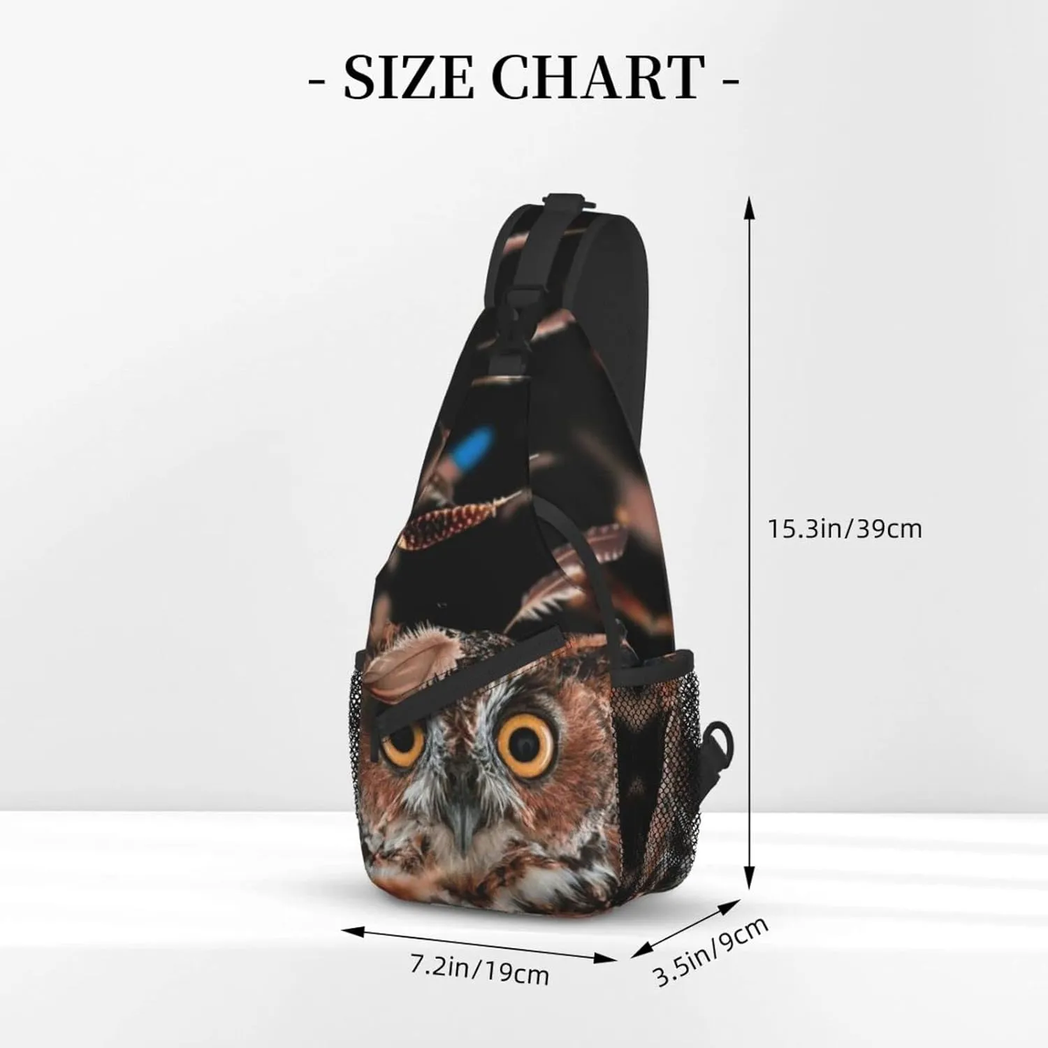Owl Sling Bag Animal Crossbody Chest Daypack Casual Backpack Cool Shoulder Bag For Travel Picnic