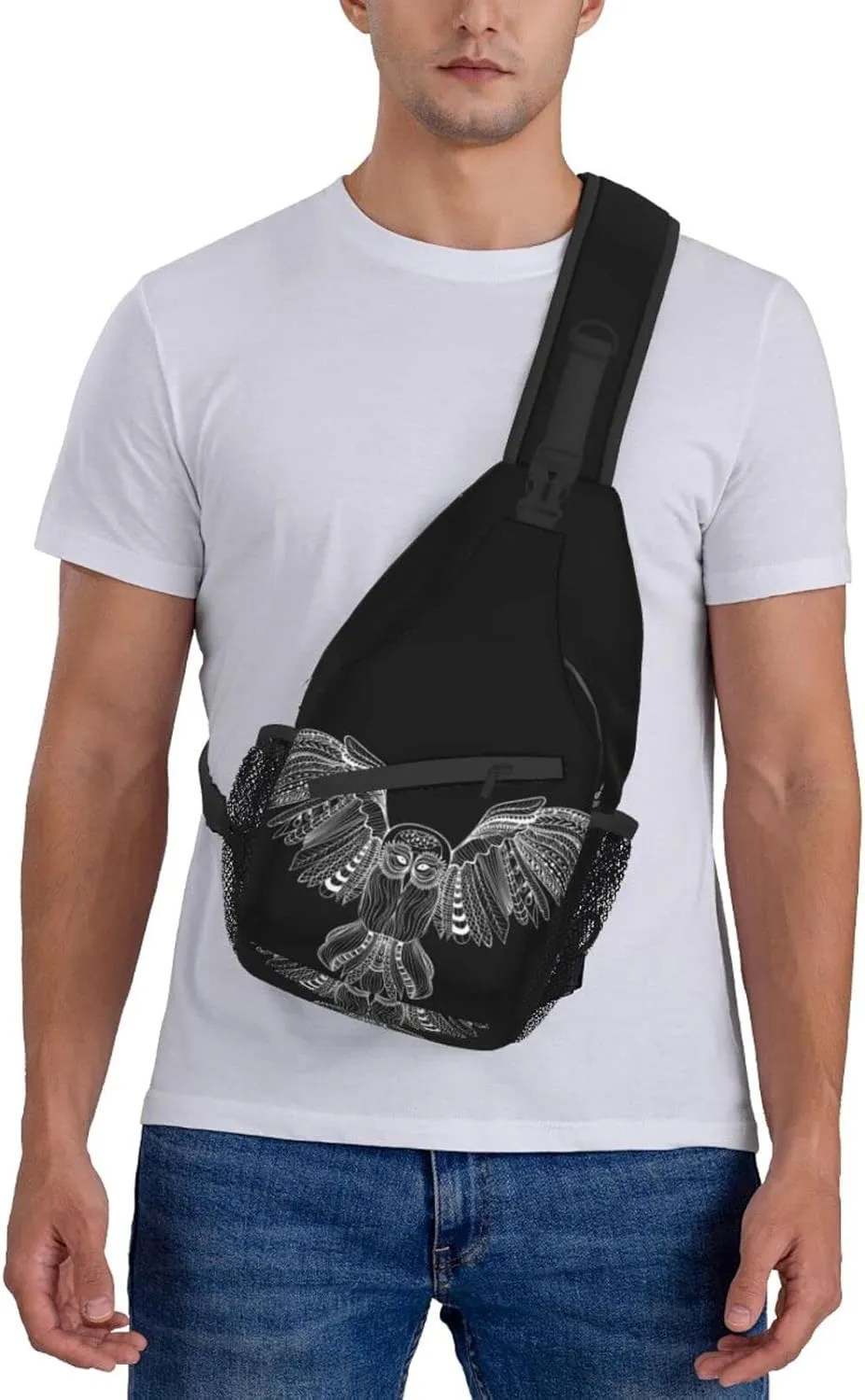 Owl Sling Bag Animal Crossbody Chest Daypack Casual Backpack Cool Shoulder Bag For Travel Picnic