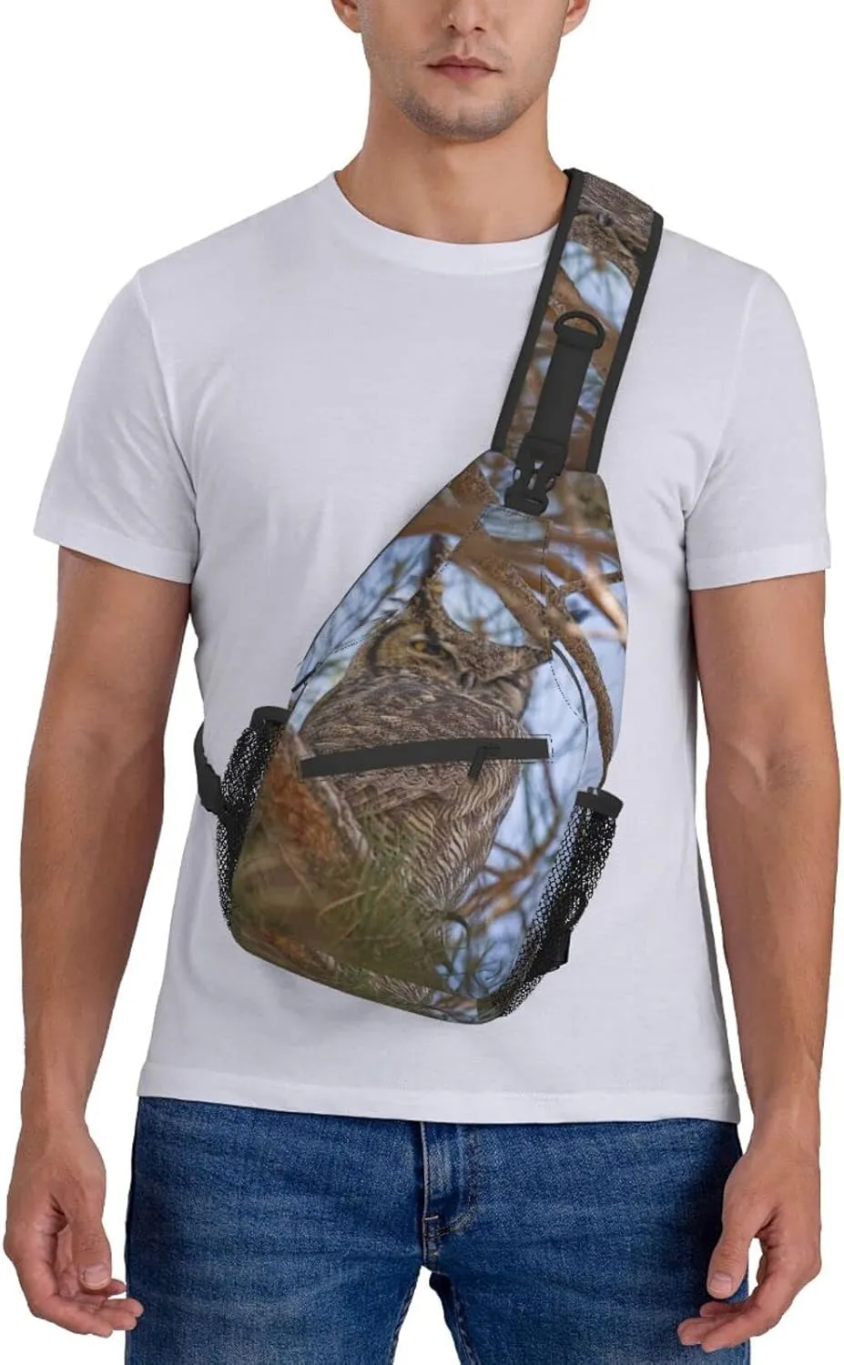Owl Sling Bag Animal Crossbody Chest Daypack Casual Backpack Cool Shoulder Bag For Travel Picnic
