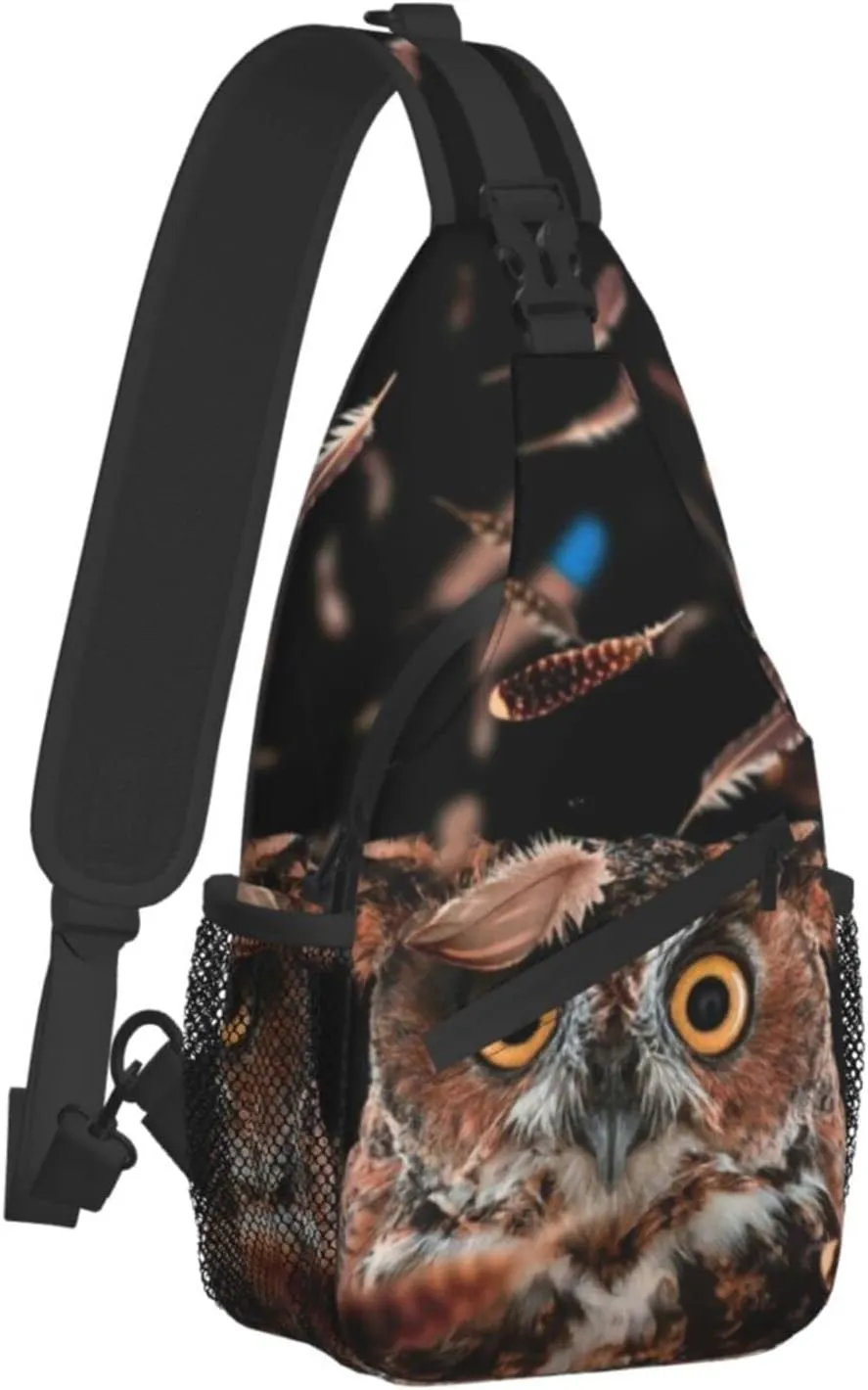 Owl Sling Bag Animal Crossbody Chest Daypack Casual Backpack Cool Shoulder Bag For Travel Picnic