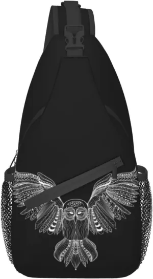 Owl Sling Bag Animal Crossbody Chest Daypack Casual Backpack Cool Shoulder Bag For Travel Picnic