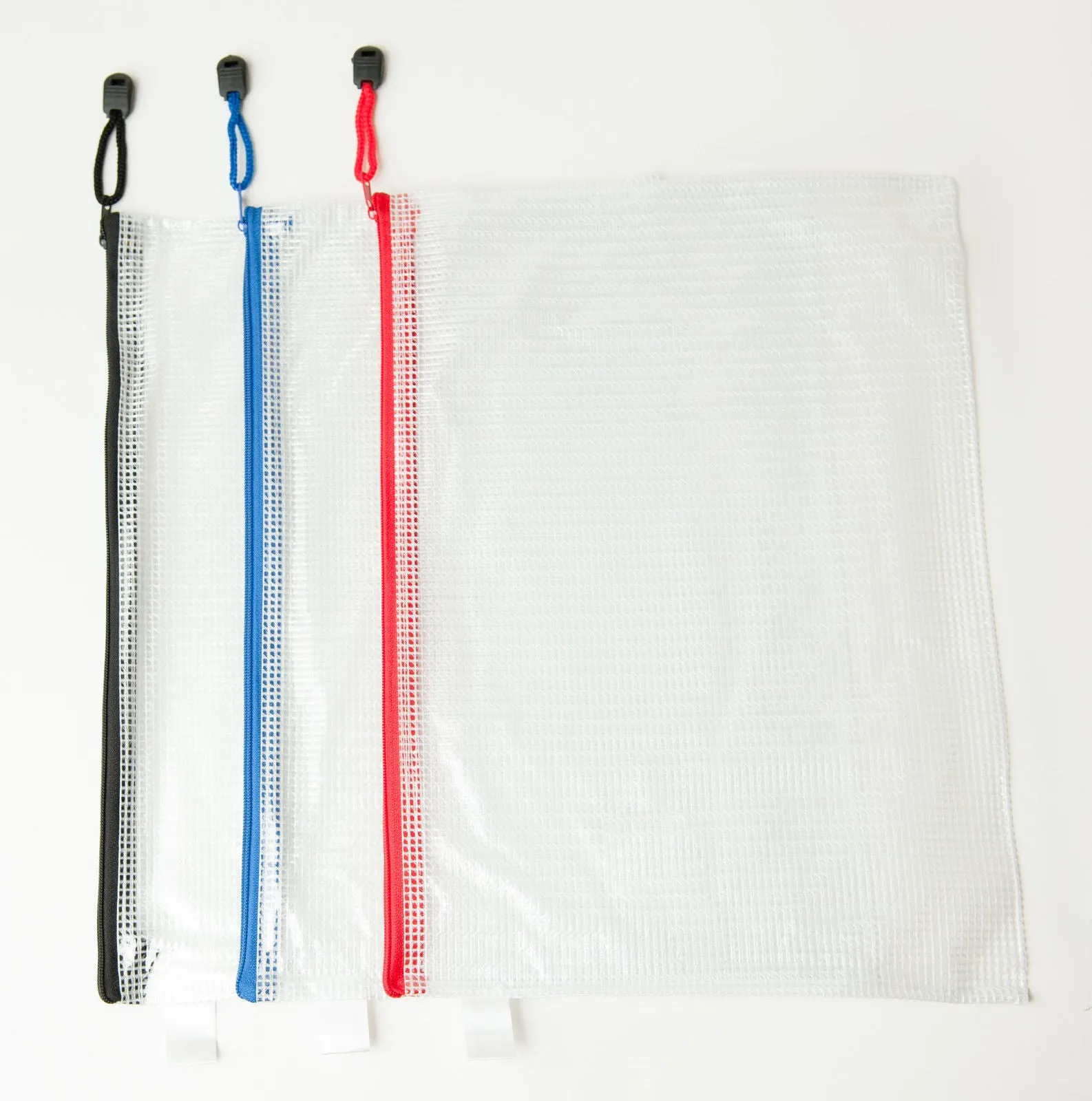 Pack of 12 A5 Black Zip Strong Mesh Bags - Tough Waterproof Storage