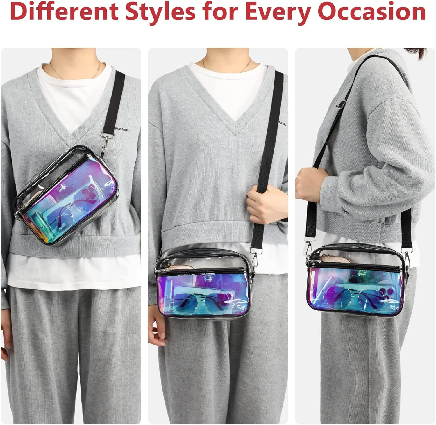 PACKISM Clear Bag for Stadium Events - Clear Purses for Women Stadium Crossbody Concert Bag for Game Day， Sports, Festival