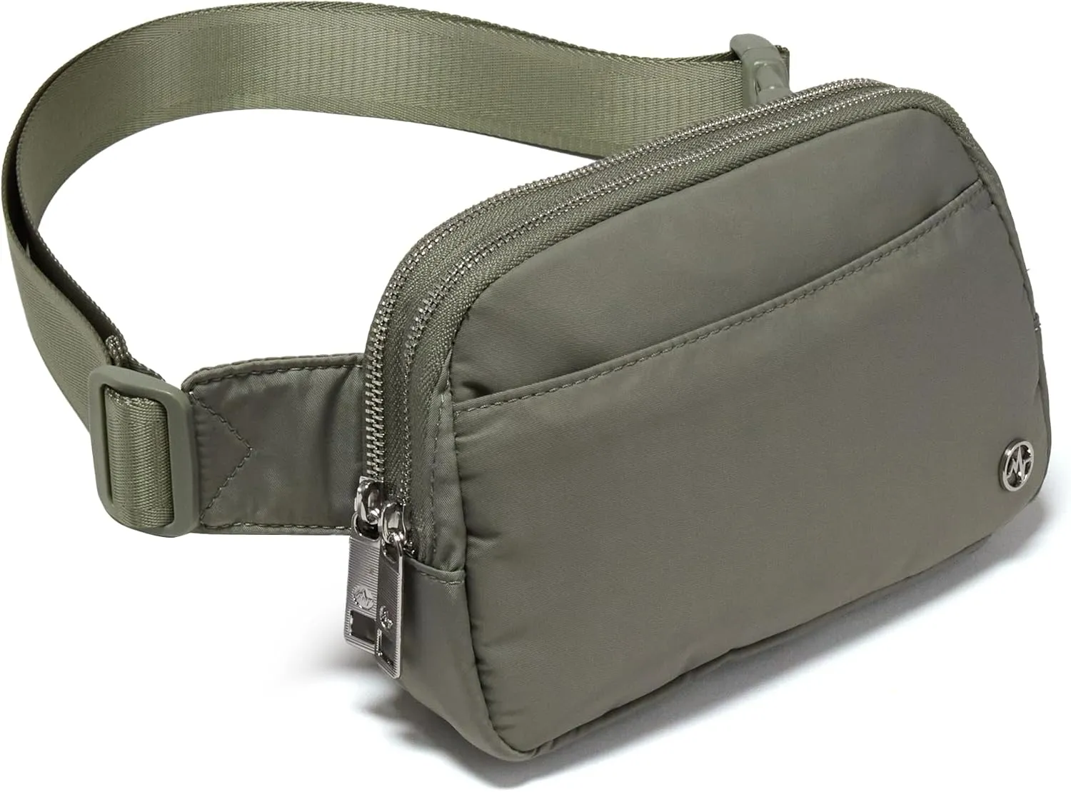 Pander Everywhere Belt Bag for Women, 5 Zipper Pockets Nylon Crossbody Fanny Pack Purse (Grey Sage).