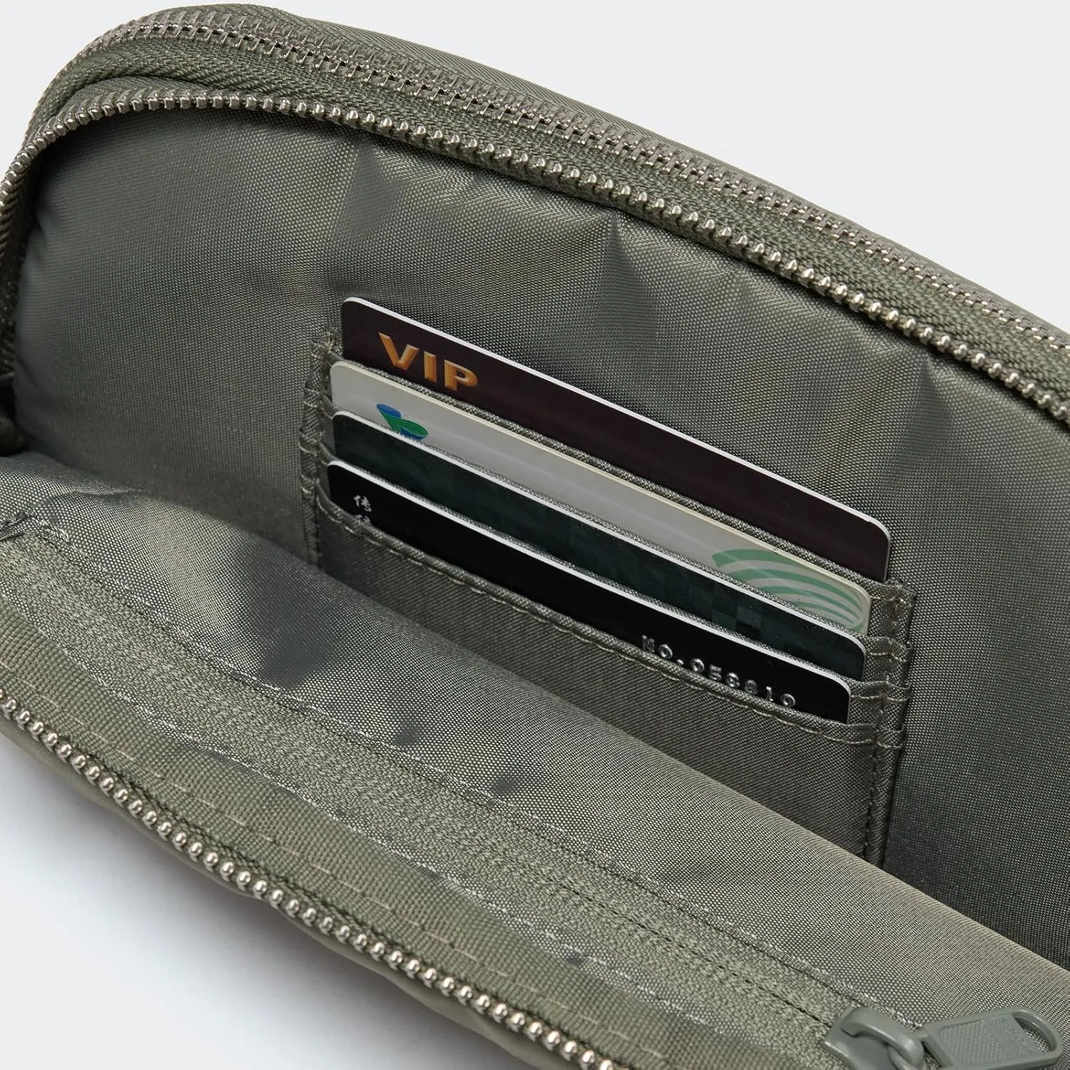 Pander Everywhere Belt Bag for Women, 5 Zipper Pockets Nylon Crossbody Fanny Pack Purse (Grey Sage).
