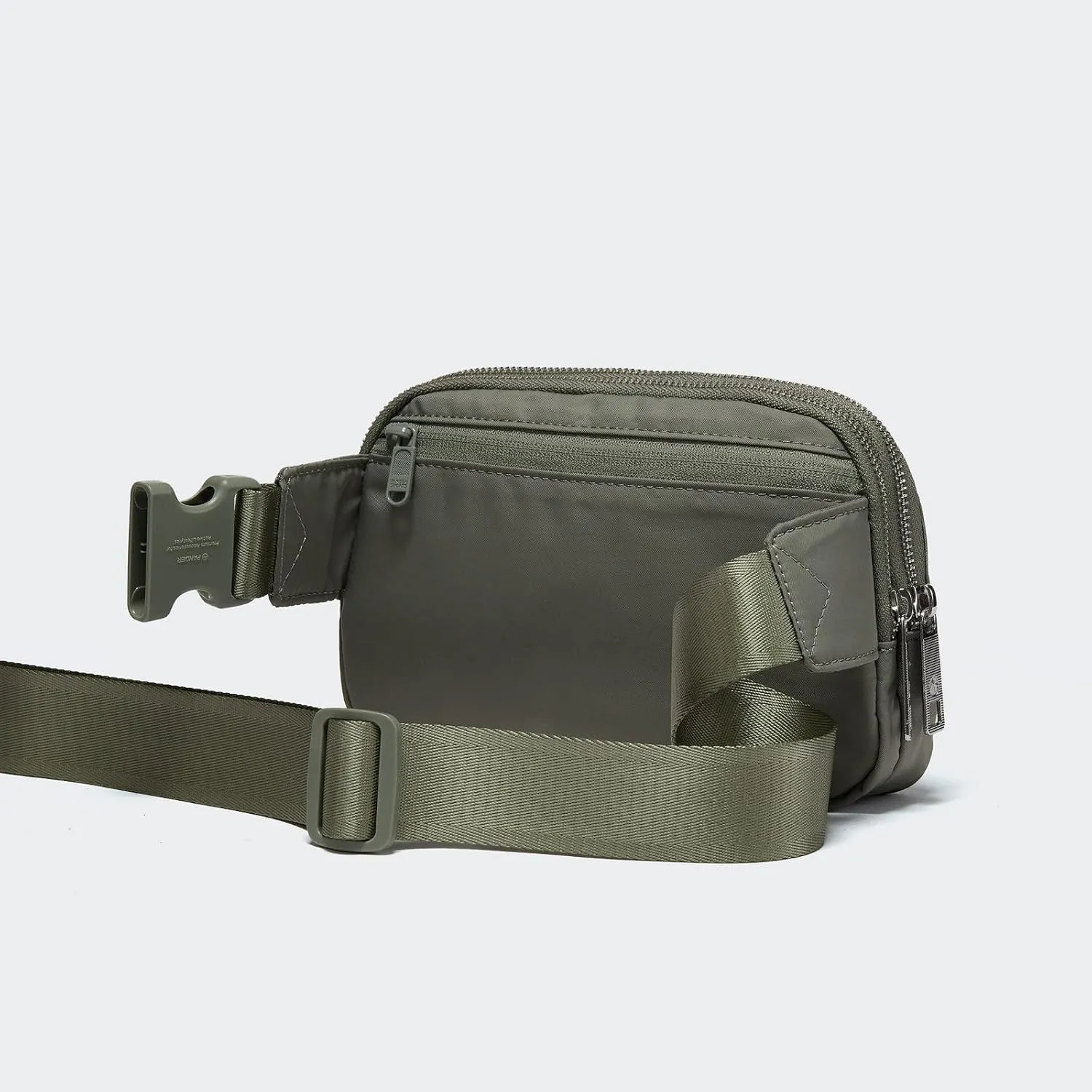 Pander Everywhere Belt Bag for Women, 5 Zipper Pockets Nylon Crossbody Fanny Pack Purse (Grey Sage).