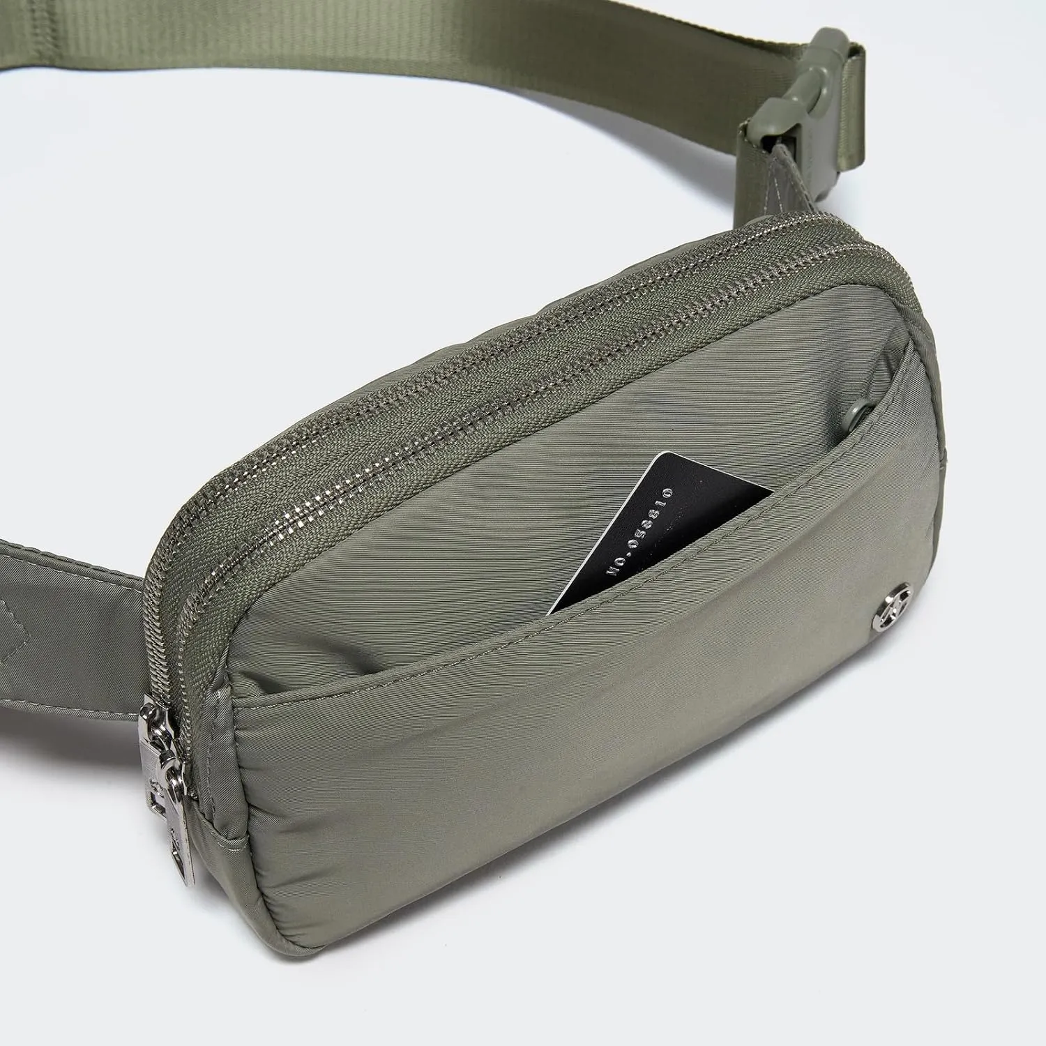 Pander Everywhere Belt Bag for Women, 5 Zipper Pockets Nylon Crossbody Fanny Pack Purse (Grey Sage).