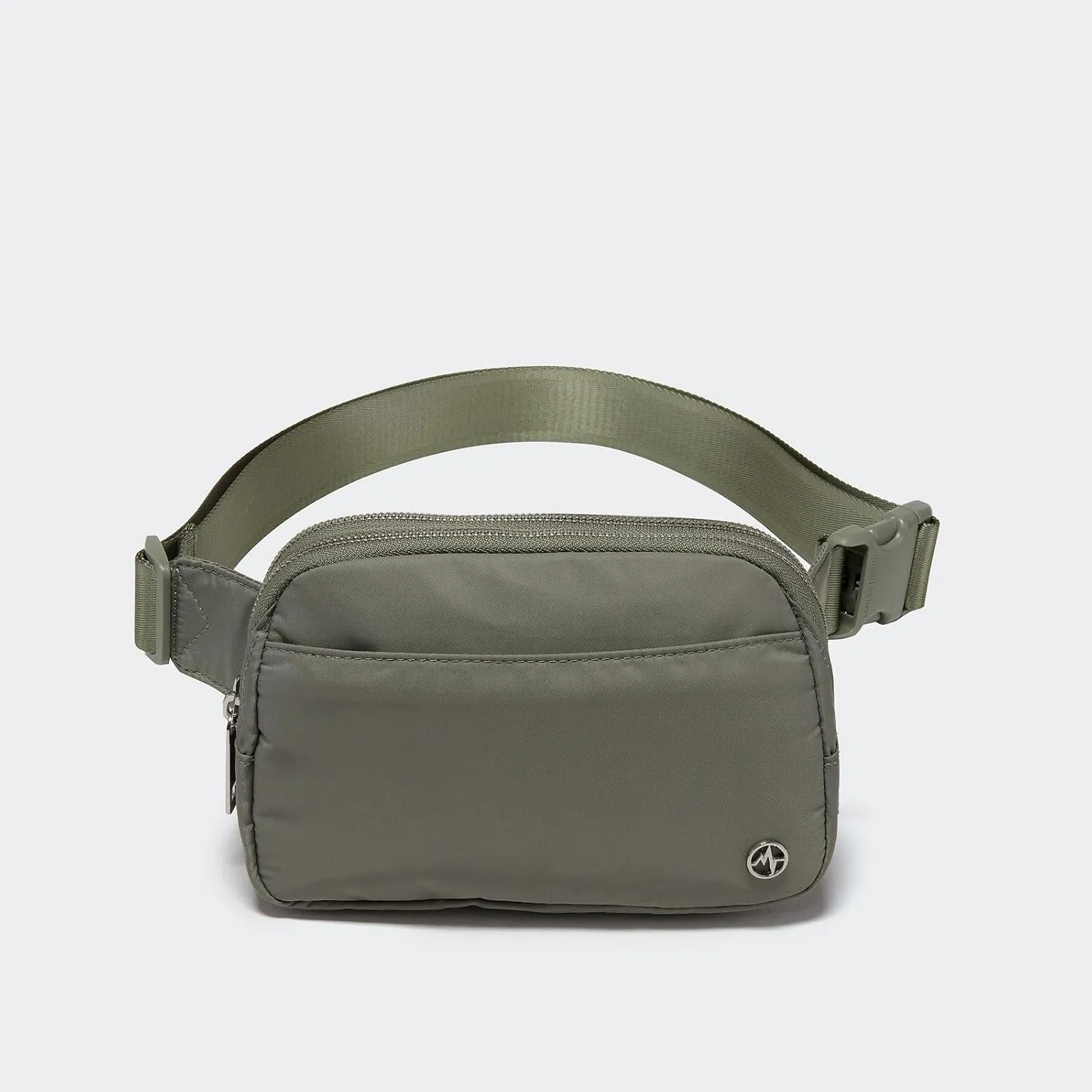Pander Everywhere Belt Bag for Women, 5 Zipper Pockets Nylon Crossbody Fanny Pack Purse (Grey Sage).