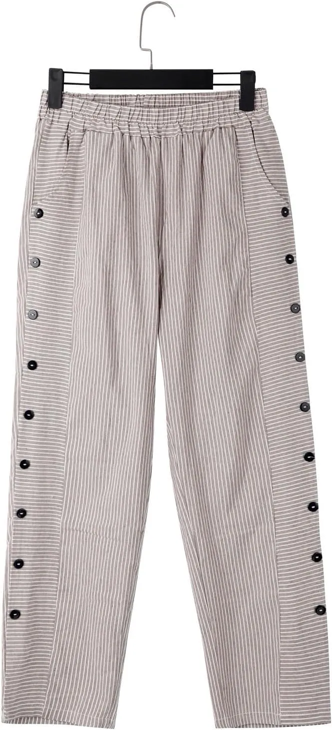 PantalóN De Lino para Mujer Elastic Waistband High Waistband Pocket Pants Linen Pants for Women Pantalon Lino Mujer