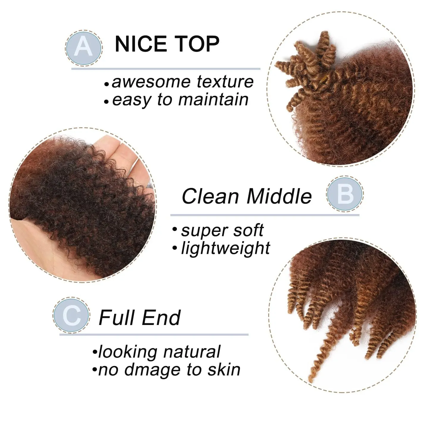 Parceria 8 Pack Marley Twist Braiding Hair - 8 Inch Springy Afro Twist Hair, Pre-fluffed Spring Twist Hair Kinky Hair for Faux Locs (8 Inch Pack of 8, 1B/33/30 Marley Twist)