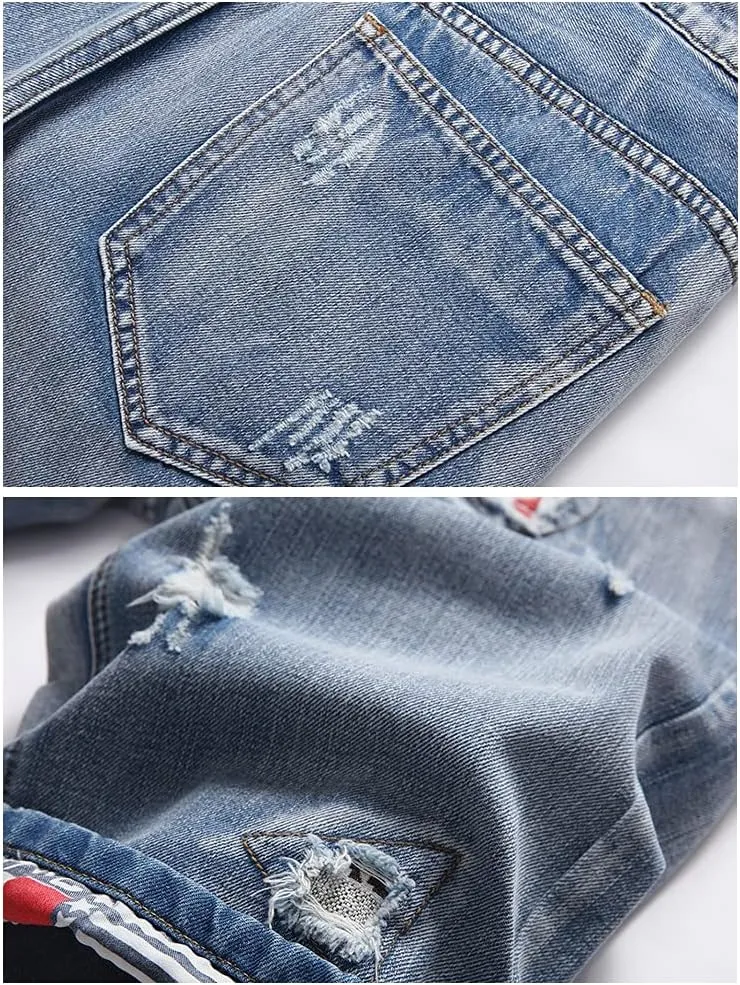 PASOK Men's Casual Denim Shorts Classic Fit Vintage Summer Cotton Jeans Shorts