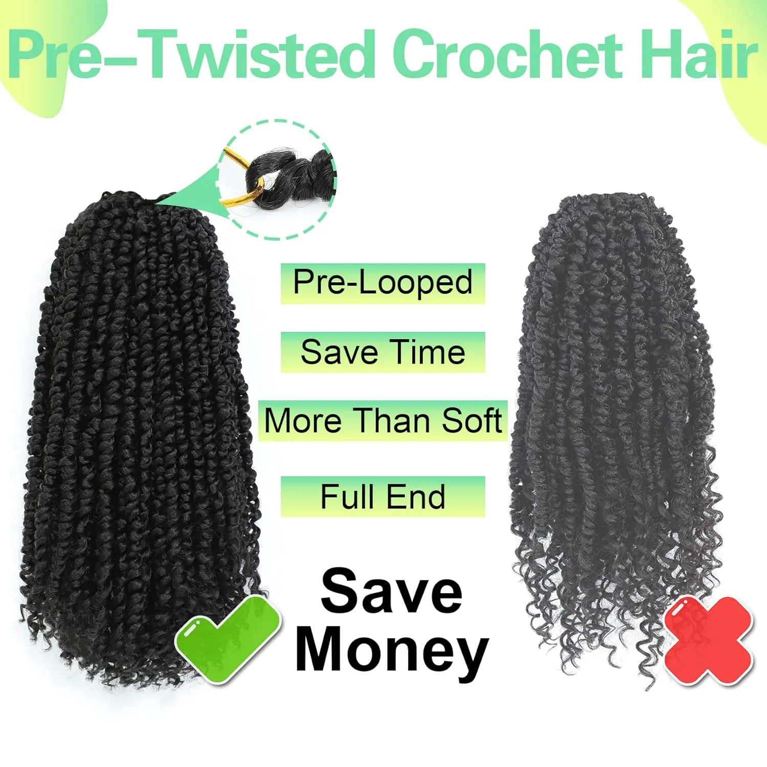 Passion Twist Crochet Hair 10 inch 8 Packs，Passion Twist Hair, Pre-Twisted Passion Twist Crochet Hair for Black Women Passion Twist Curly Crochet Hair…