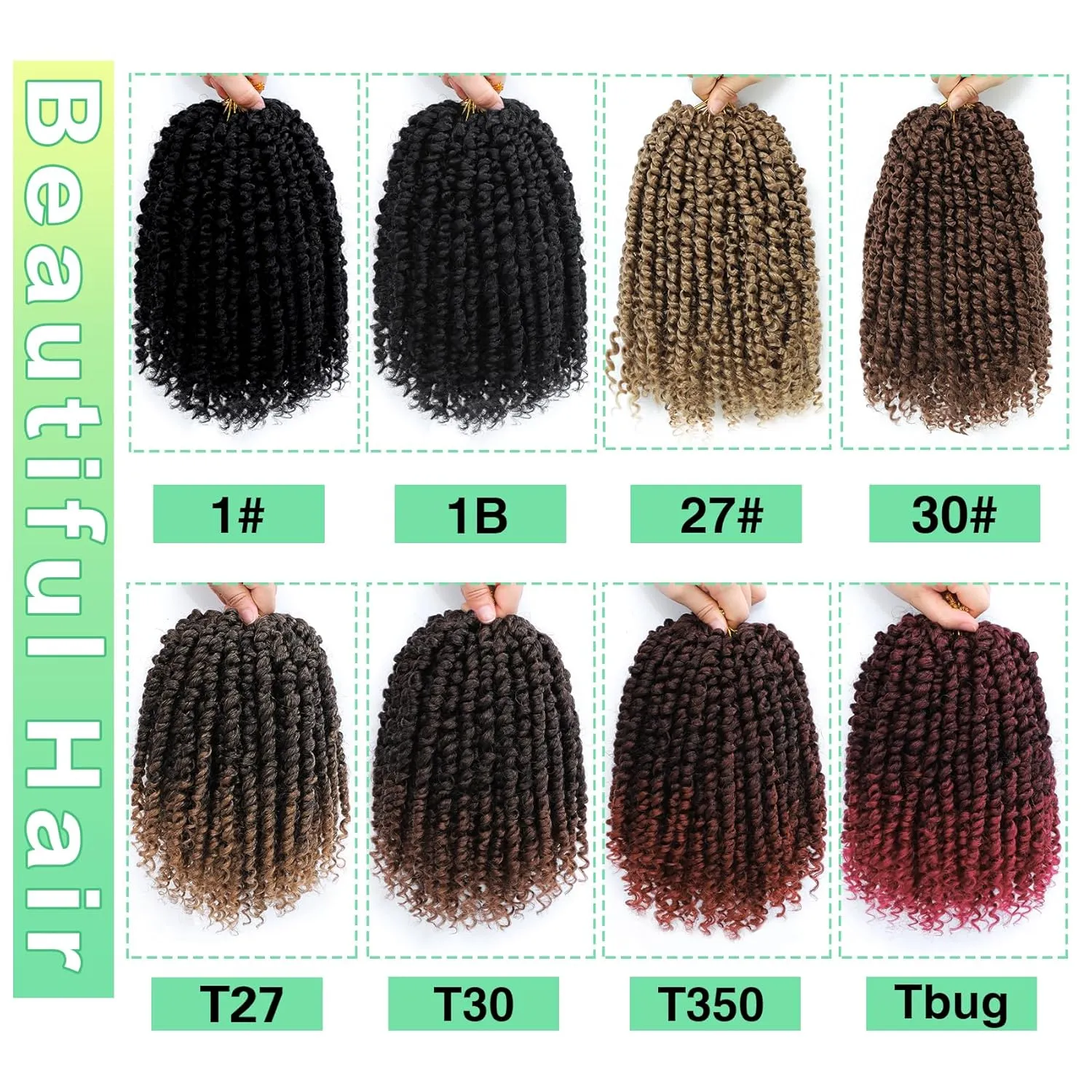 Passion Twist Crochet Hair 10Inch Passion Twist Hair 8 Packs Soft Pre-Twisted Passion Twist Curly Crochet Hair for Black Women 30#