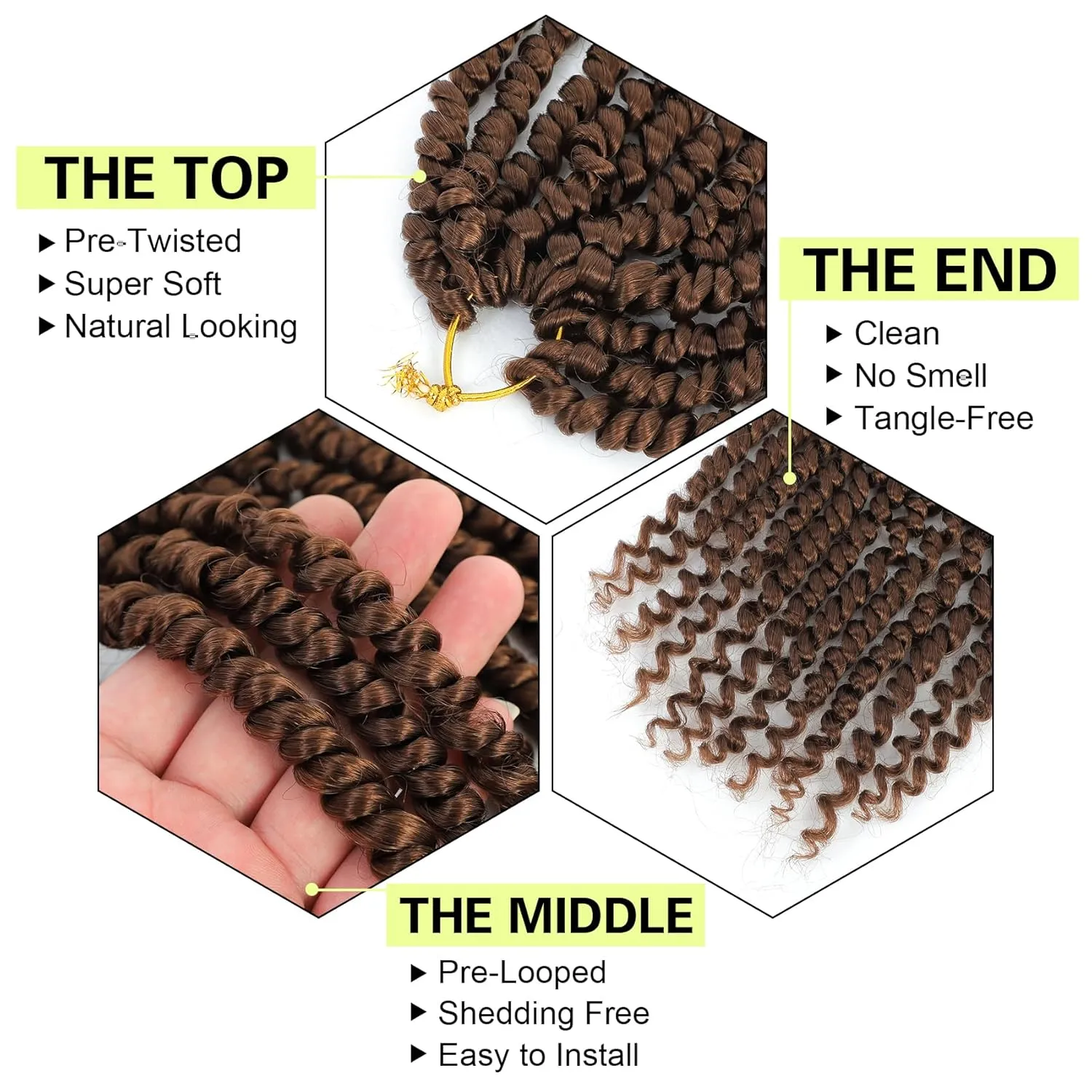 Passion Twist Crochet Hair 10Inch Passion Twist Hair 8 Packs Soft Pre-Twisted Passion Twist Curly Crochet Hair for Black Women 30#