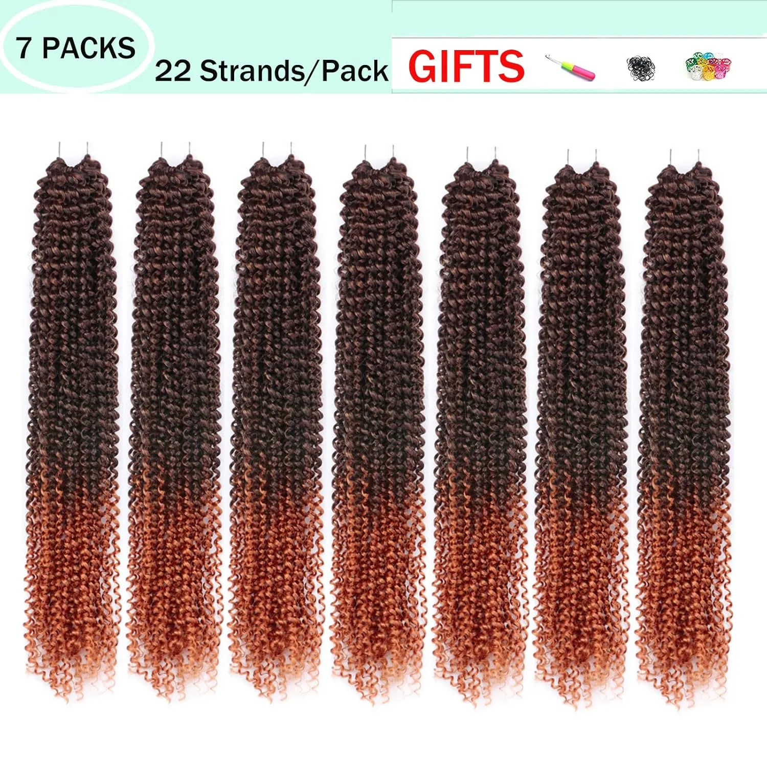 Passion Twist Hair - 22 Inch 7 Packs Water Wave Crochet Hair Spring Twist for Butterfly Locs or Passion Twists Crochet Hair Bohemian Curly Synthenic Braiding Hair Extension ( 22”, T350-7P )