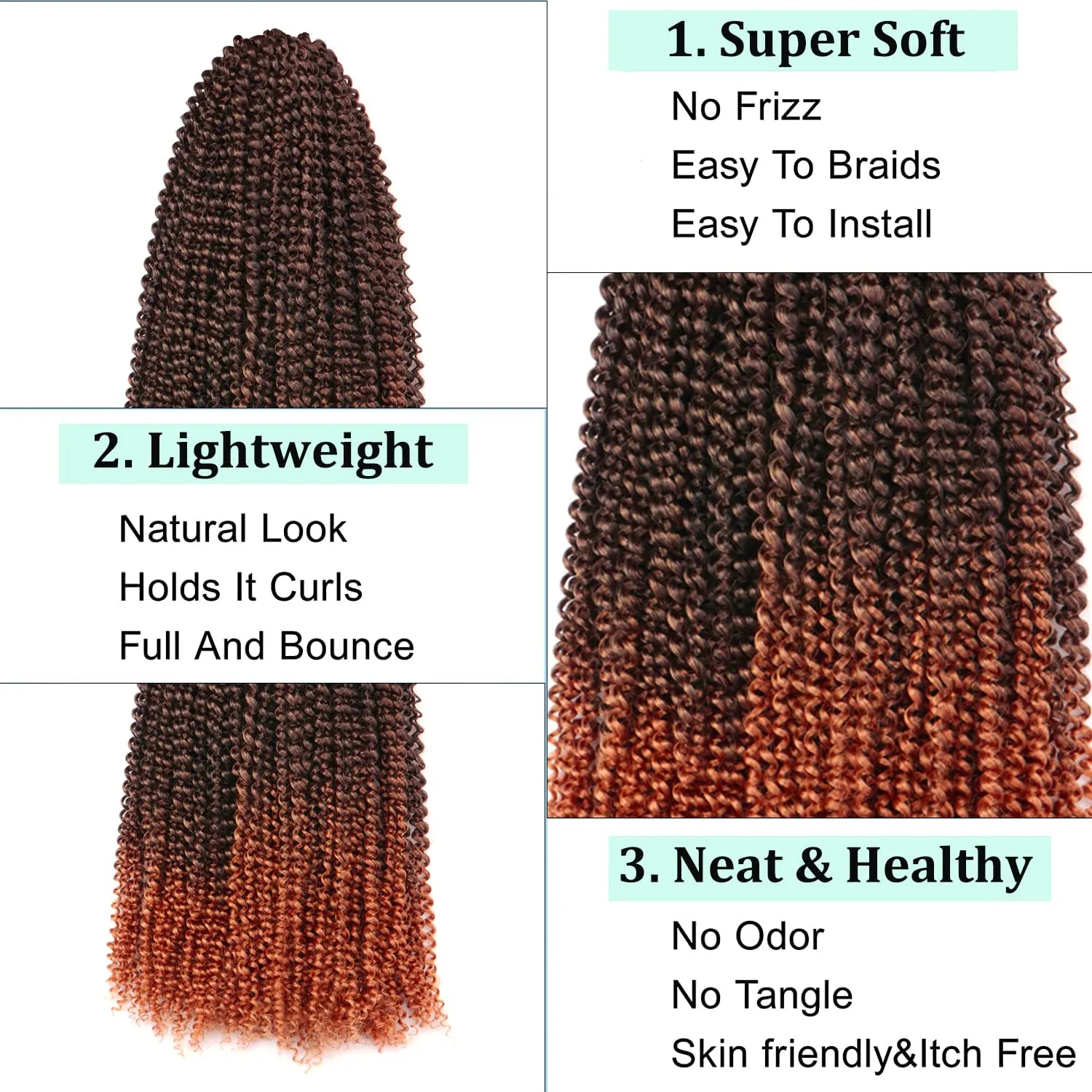 Passion Twist Hair - 22 Inch 7 Packs Water Wave Crochet Hair Spring Twist for Butterfly Locs or Passion Twists Crochet Hair Bohemian Curly Synthenic Braiding Hair Extension ( 22”, T350-7P )