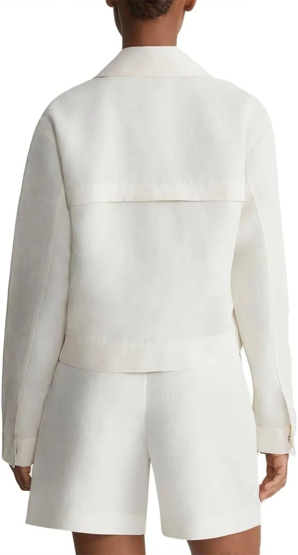 Patch Pocket Silk & Linen-Blend Bomber Jacket