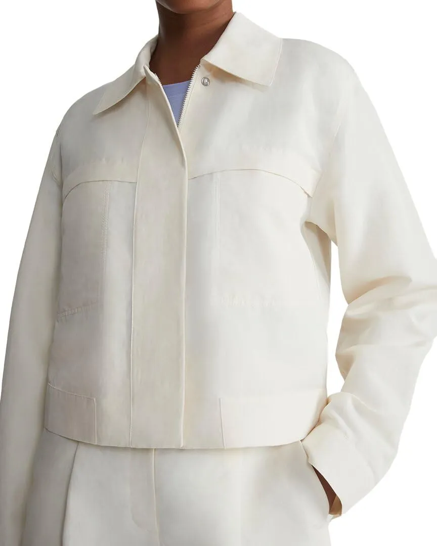 Patch Pocket Silk & Linen-Blend Bomber Jacket